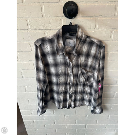 Top Long Sleeve By Rails In Grey & White, Size: Xl