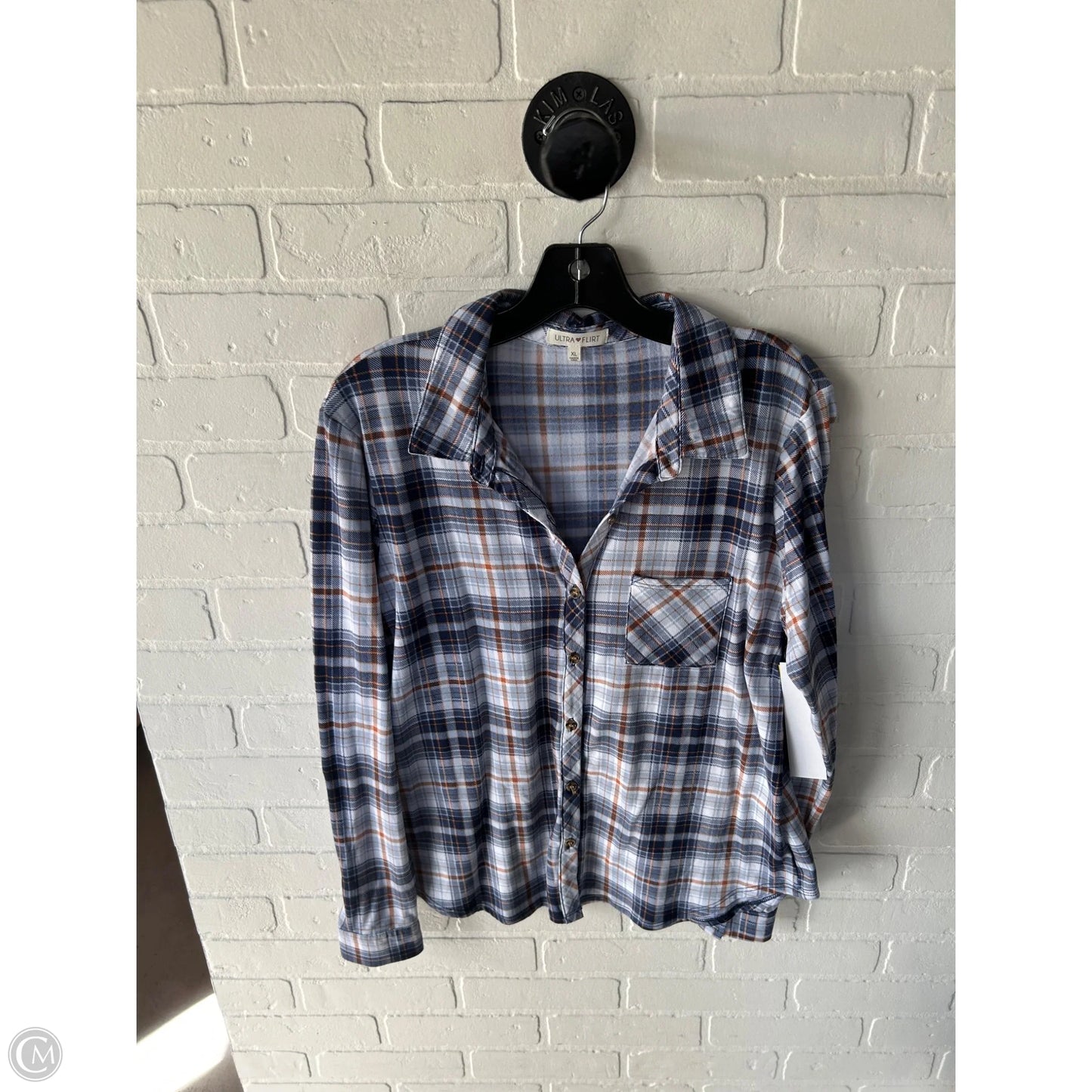 Top Long Sleeve By Ultra Flirt In Blue & Brown, Size: Xl