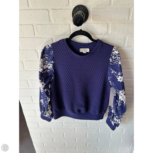 Top Long Sleeve By Porridge In Blue & White, Size: S