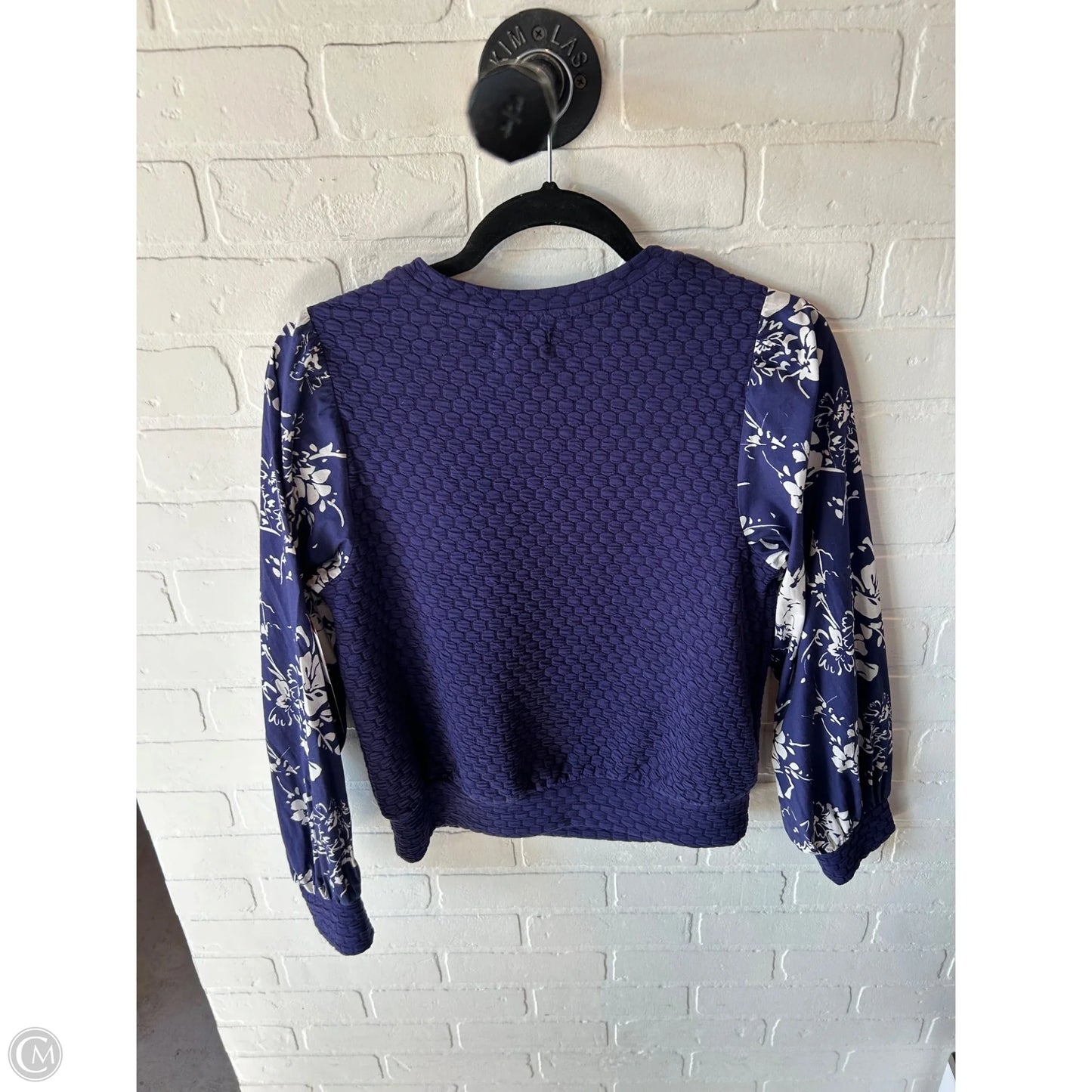 Top Long Sleeve By Porridge In Blue & White, Size: S