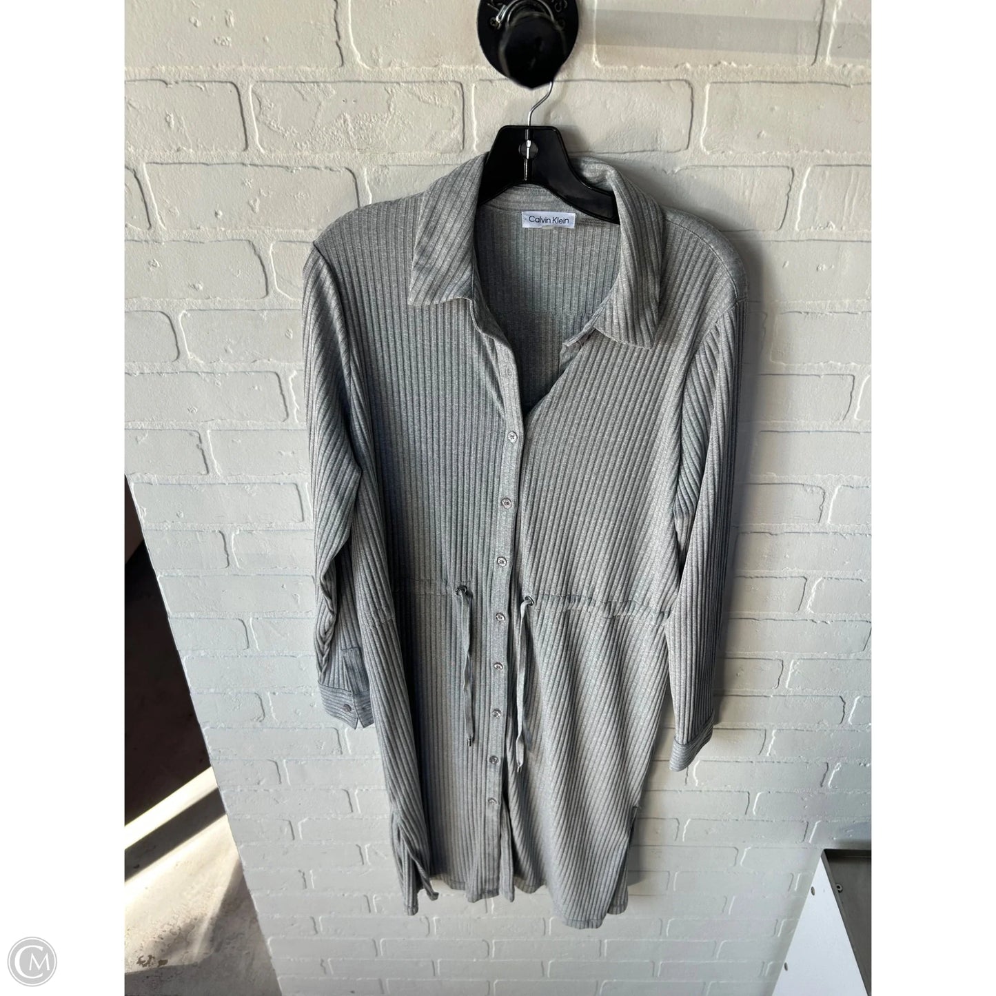 Dress Casual Midi By Calvin Klein In Grey, Size: M