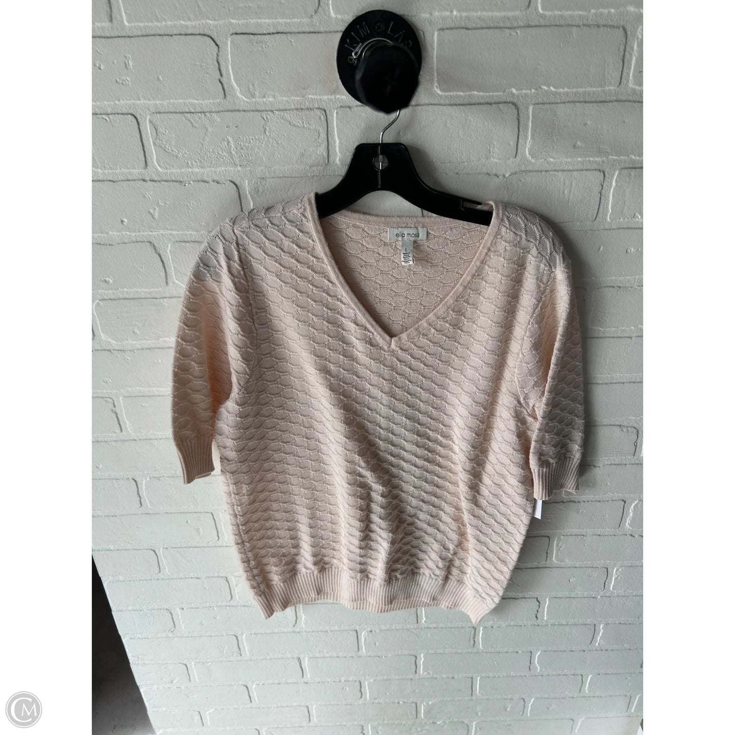 Sweater Short Sleeve By Ella Moss In Peach, Size: L