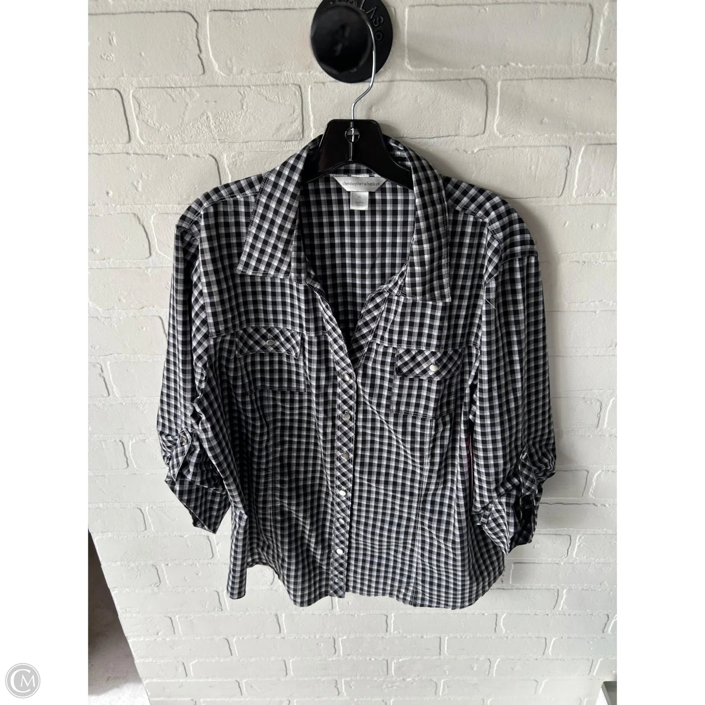 Top 3/4 Sleeve By Christopher And Banks In Black & White, Size: Xl