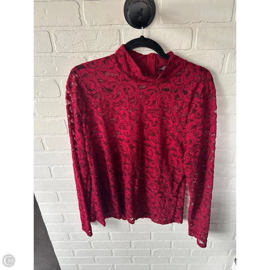 Top Long Sleeve By White House Black Market In Red, Size: Xl
