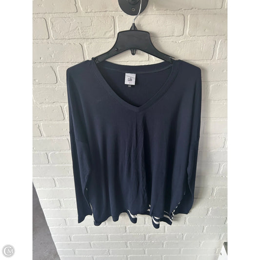 Top Long Sleeve By Cabi In Blue & White, Size: L