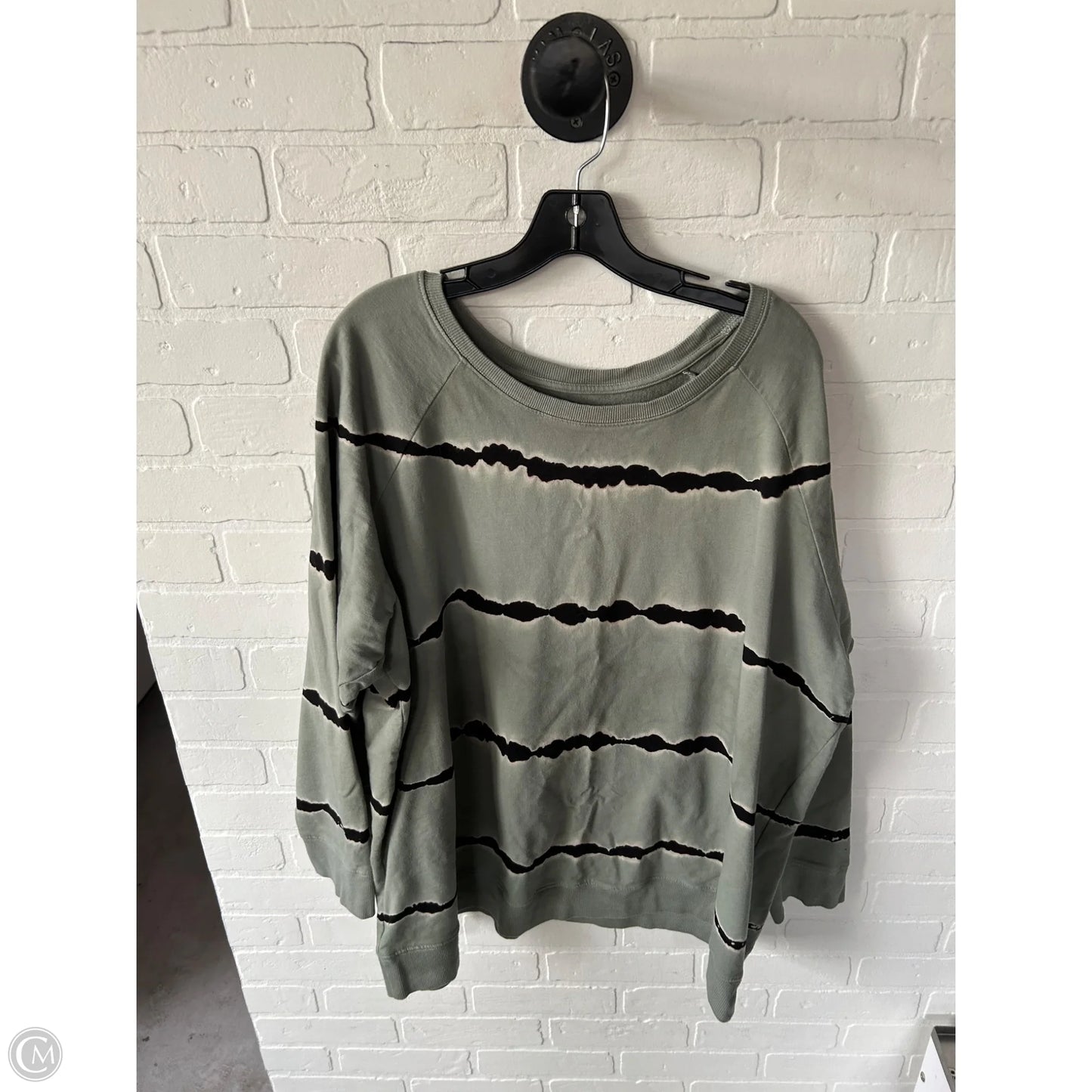 Athletic Sweatshirt Crewneck By Torrid In Black & Green, Size: 3x