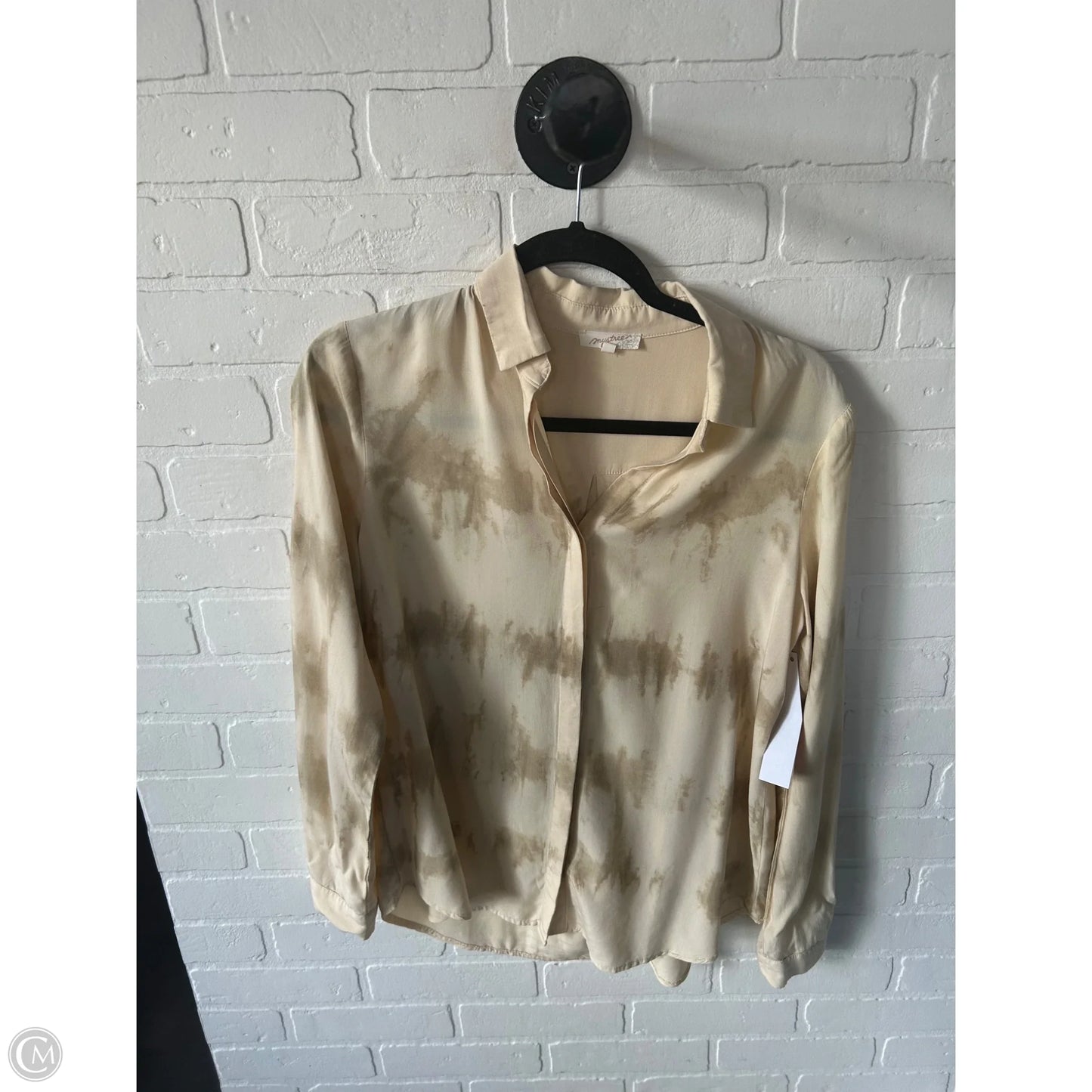Top Long Sleeve By Mystree In Tan, Size: S