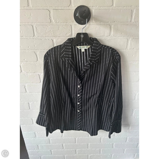 Top 3/4 Sleeve By Clothes Mentor In Black & White, Size: L