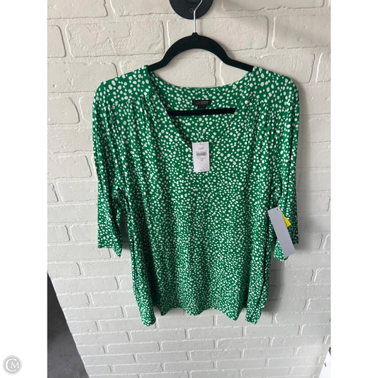 Top 3/4 Sleeve By J. Jill In Green & White, Size: M