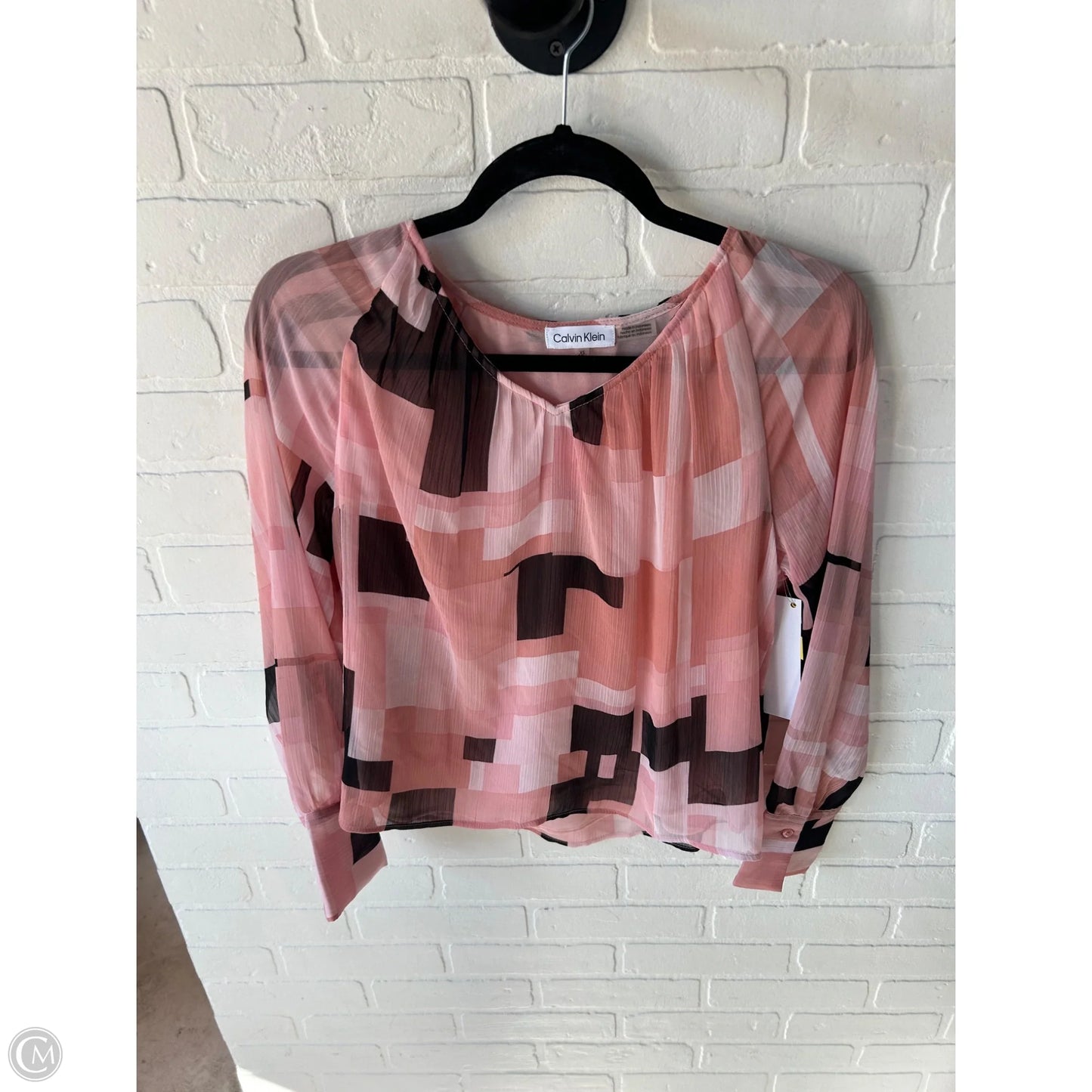 Top Long Sleeve By Calvin Klein In Pink, Size: Xs