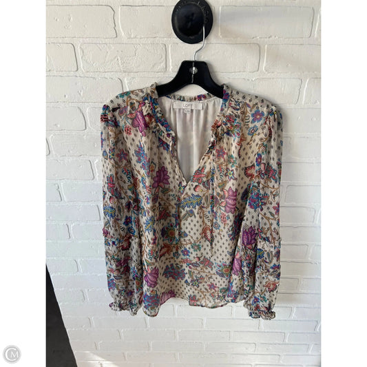 Top Long Sleeve By Loft In Purple & Tan, Size: Xl
