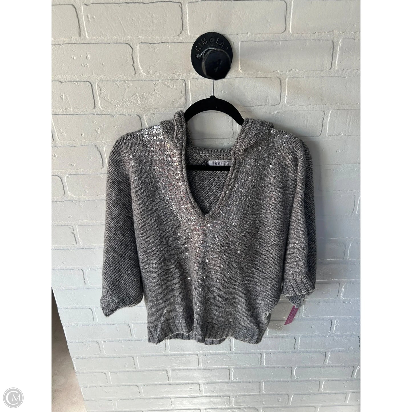 Sweater Short Sleeve By Jennifer Lopez In Grey, Size: L