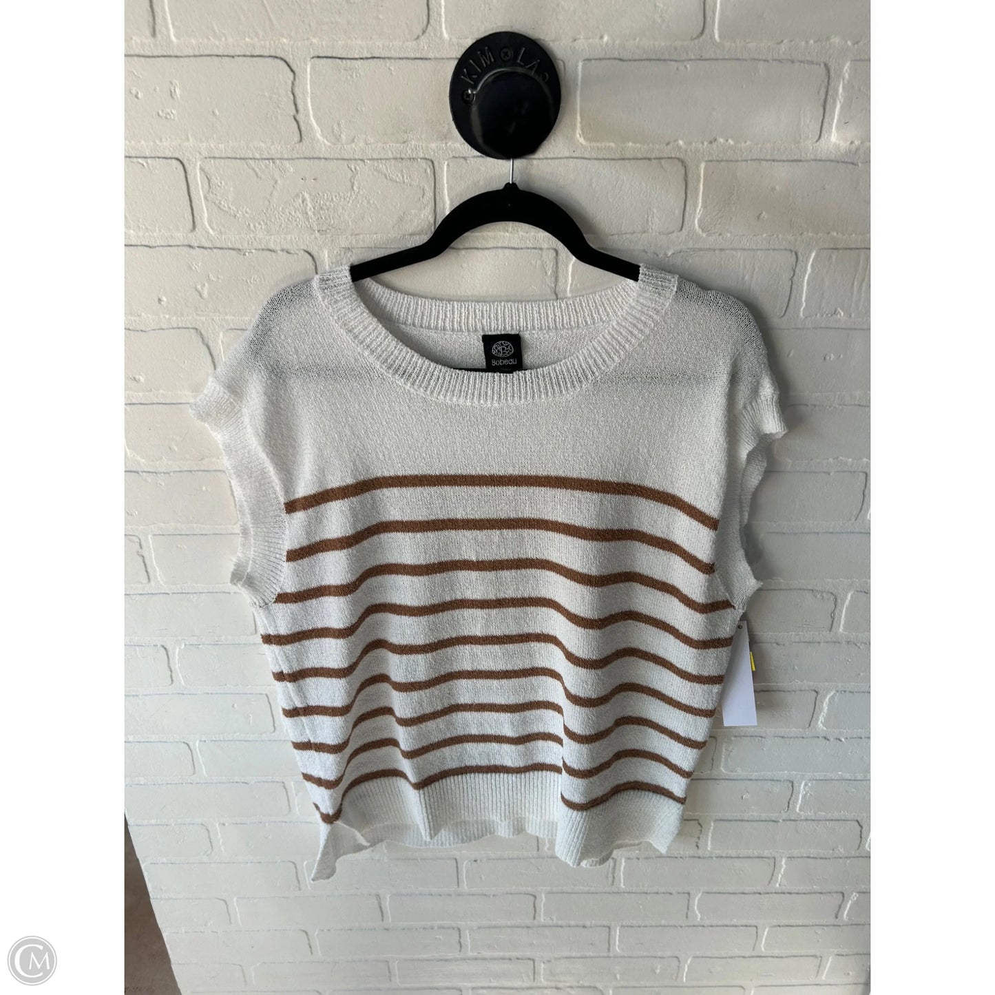 Vest Sweater By Bobeau In Tan & White, Size: L