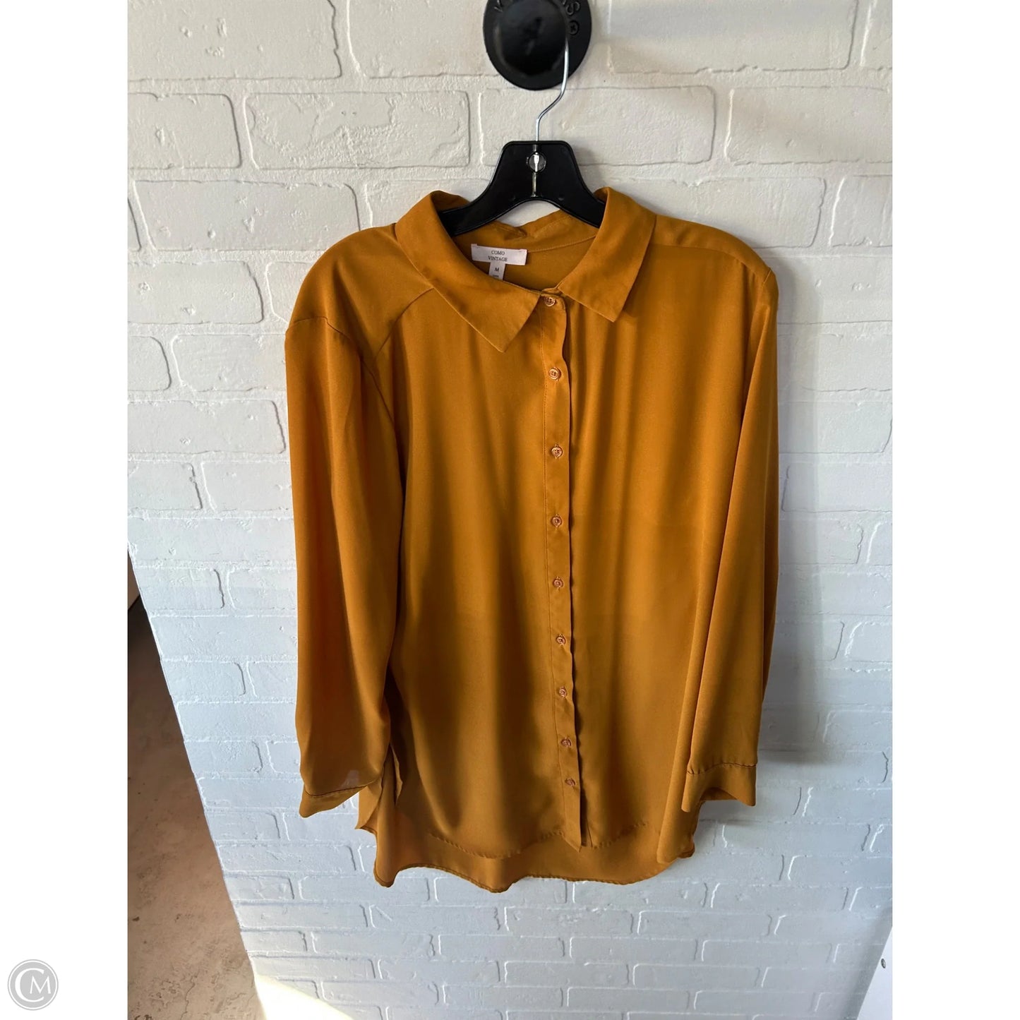 Tunic Long Sleeve By Como Vintage In Yellow, Size: M