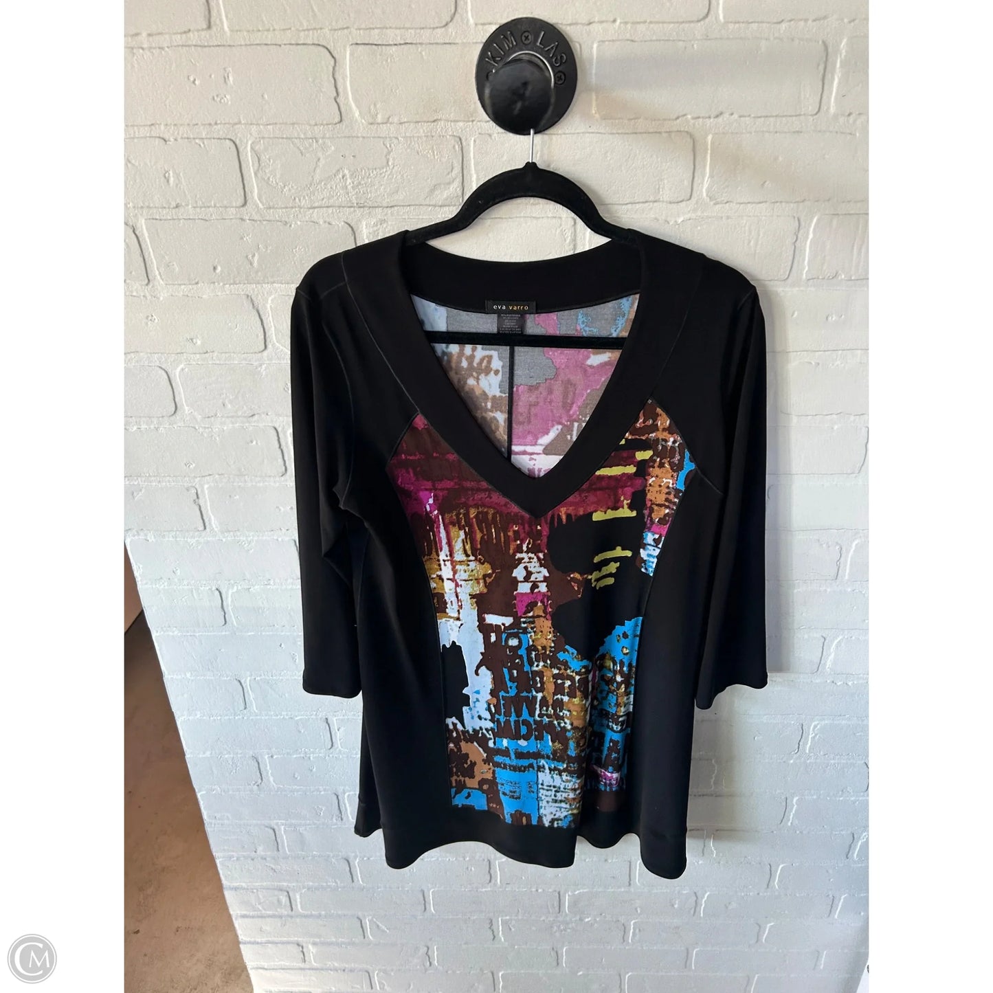 Top 3/4 Sleeve By Clothes Mentor In Black & Brown, Size: Xl