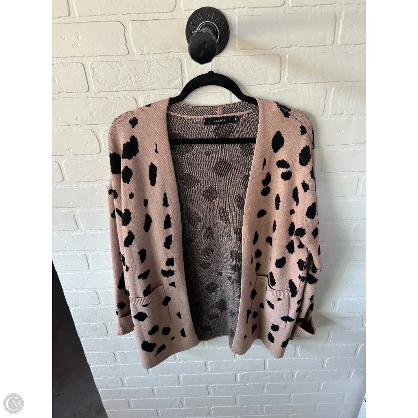 Sweater Cardigan By Zesica In Black & Tan, Size: M