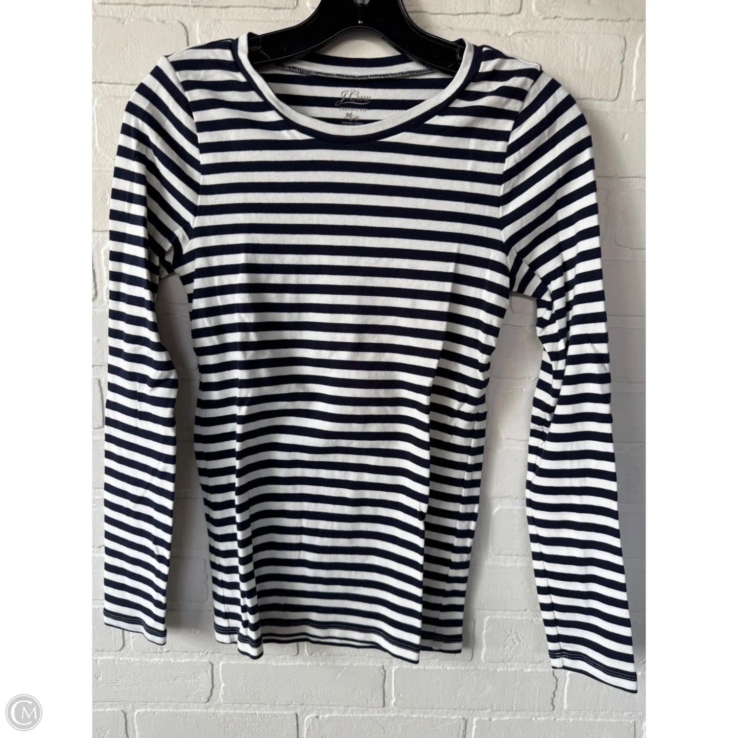 Top Long Sleeve Basic By J. Crew In Blue & White, Size: M