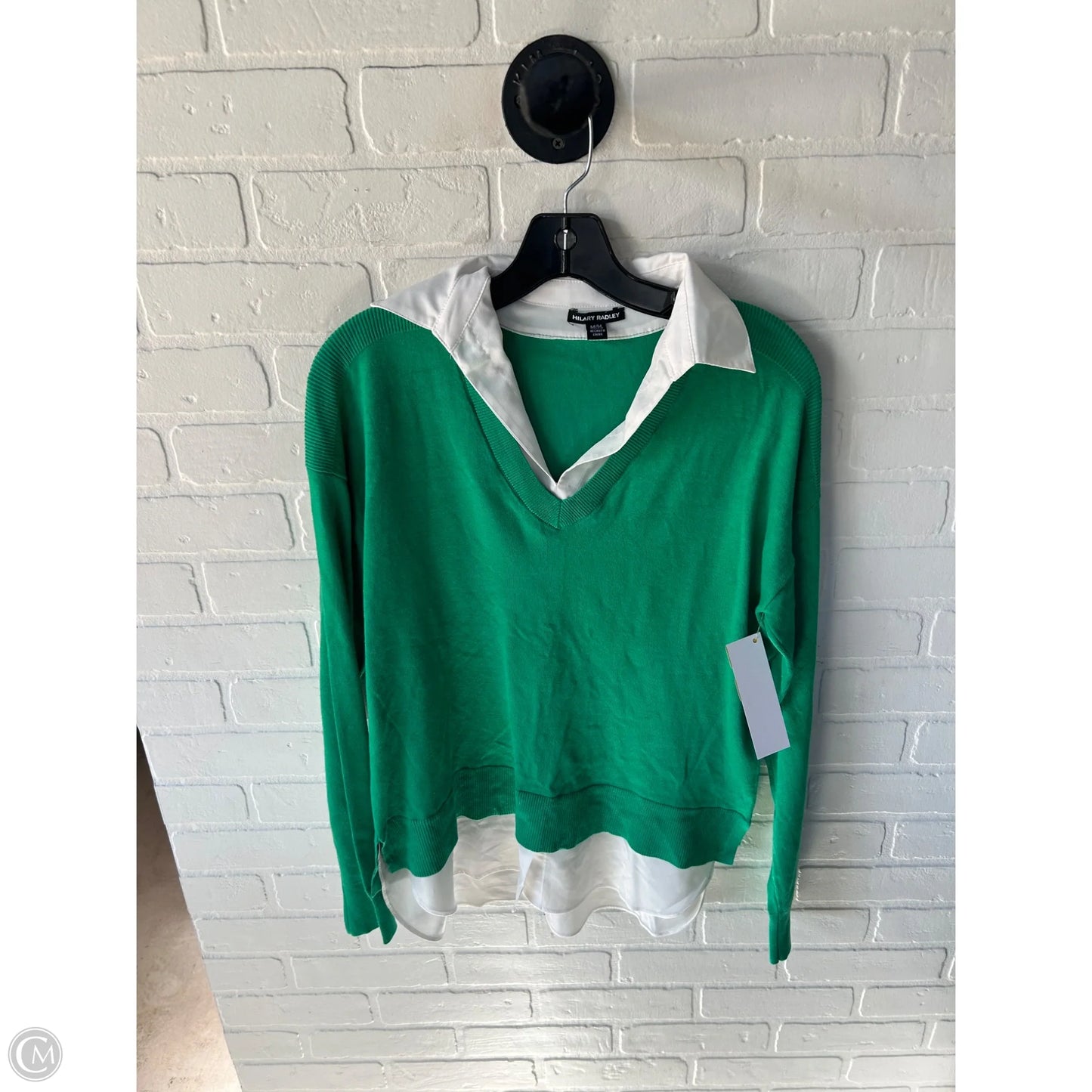 Sweater By Hilary Radley In Green & White, Size: M