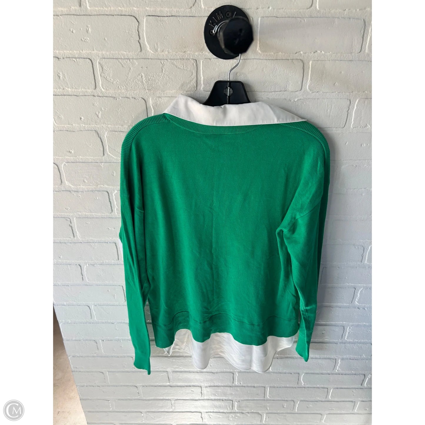 Sweater By Hilary Radley In Green & White, Size: M