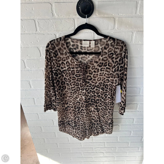 Top 3/4 Sleeve By Chicos In Animal Print, Size: M