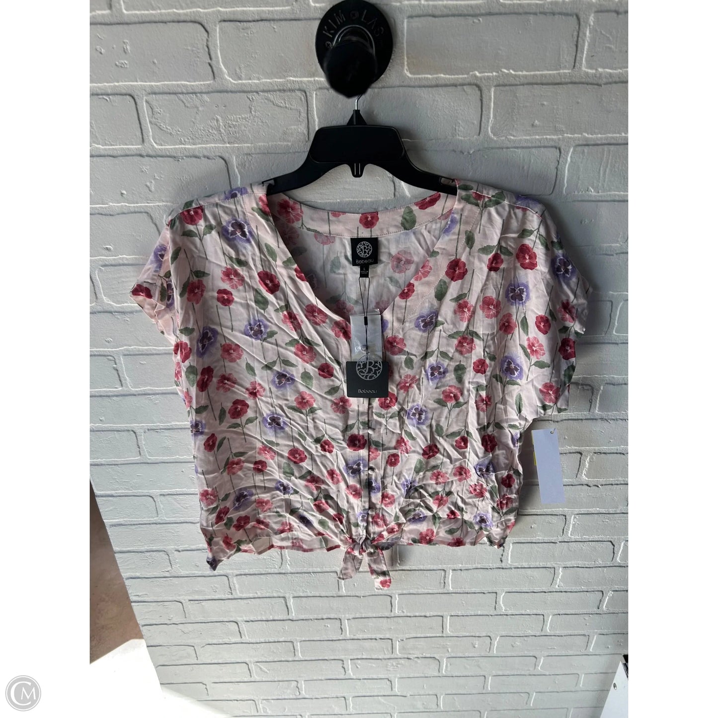 Top Short Sleeve By Bobeau In Pink & Purple, Size: L