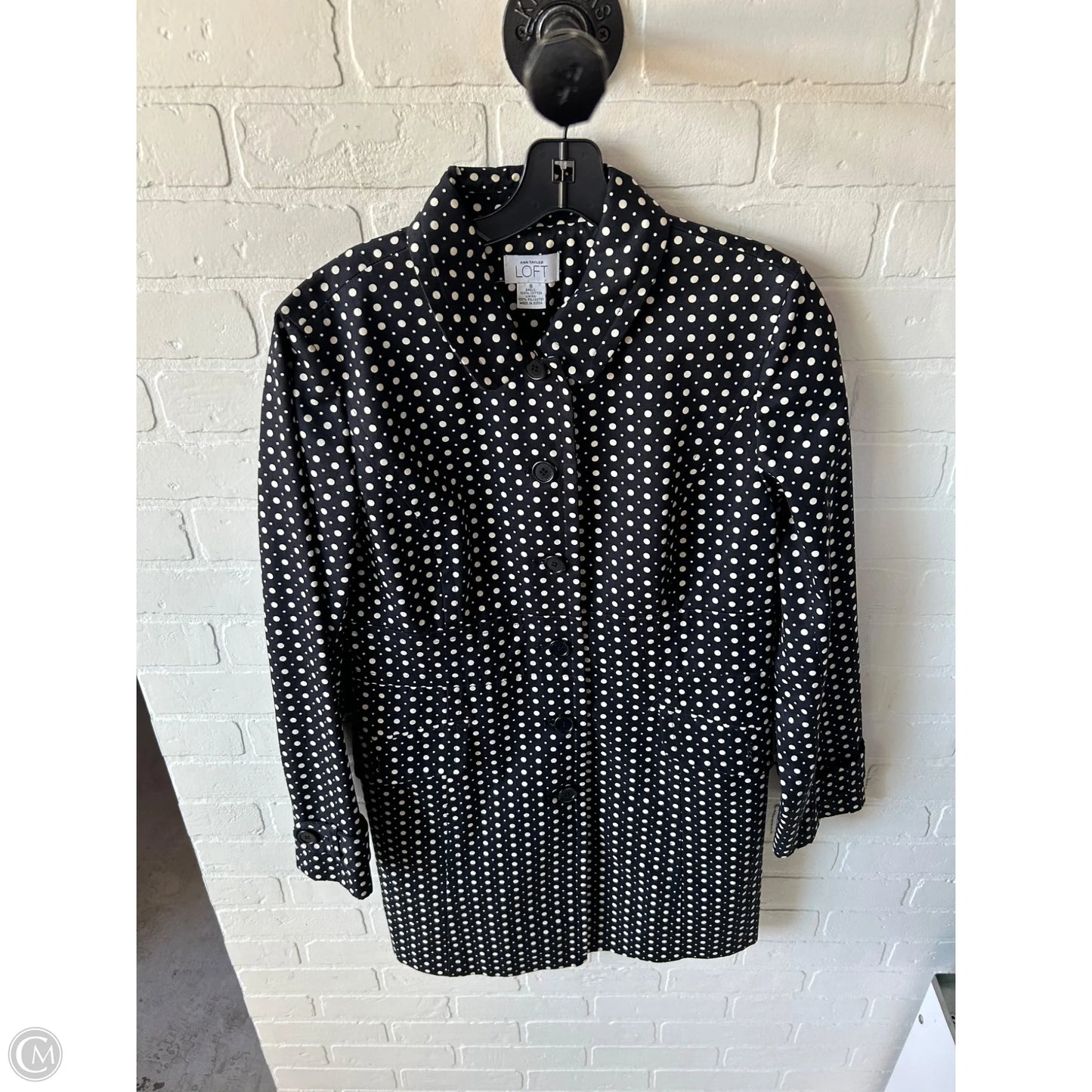 Coat Peacoat By Loft In Black & White, Size: M