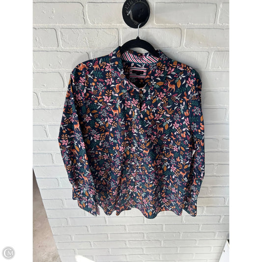 Top Long Sleeve By Talbots In Blue & Pink, Size: Xl