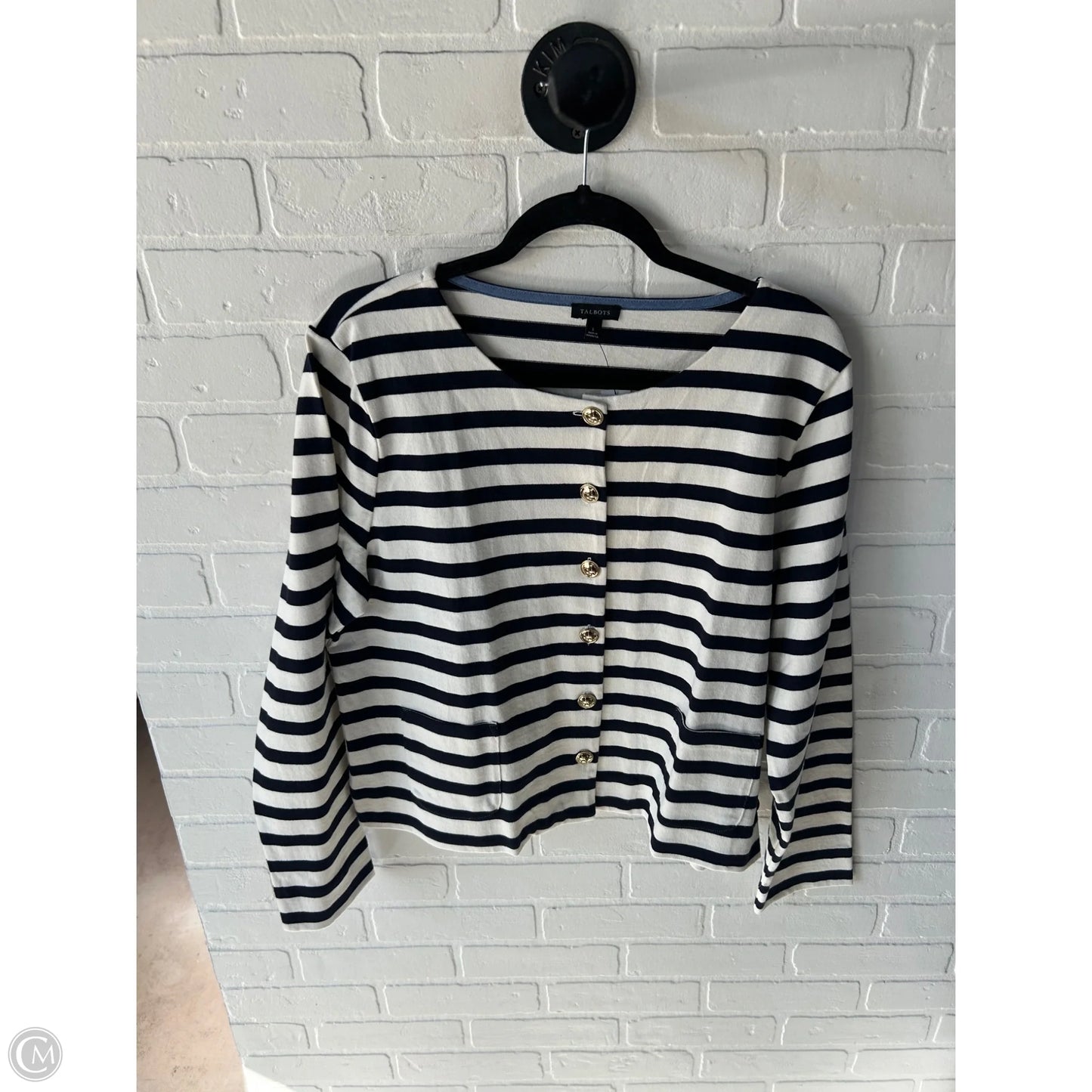 Cardigan By Talbots In Blue & White, Size: L