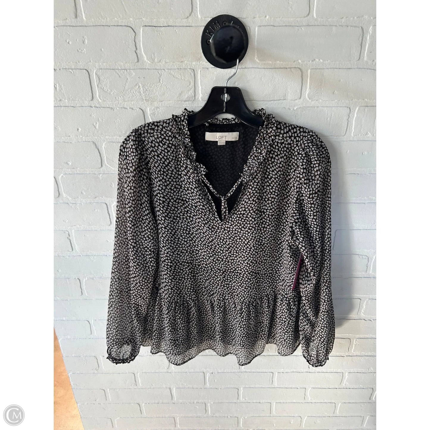 Top Long Sleeve By Loft In Black & Brown, Size: Sp
