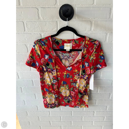 Top Short Sleeve By Maeve In Red & Yellow, Size: Xs