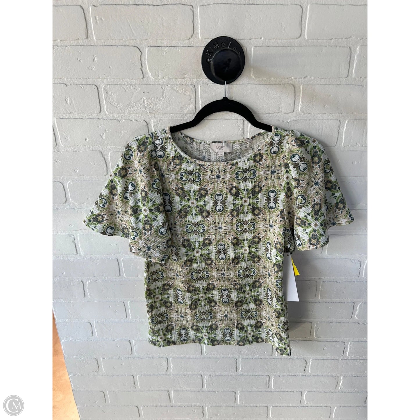 Top Short Sleeve By Loft In Green & Tan, Size: Xs