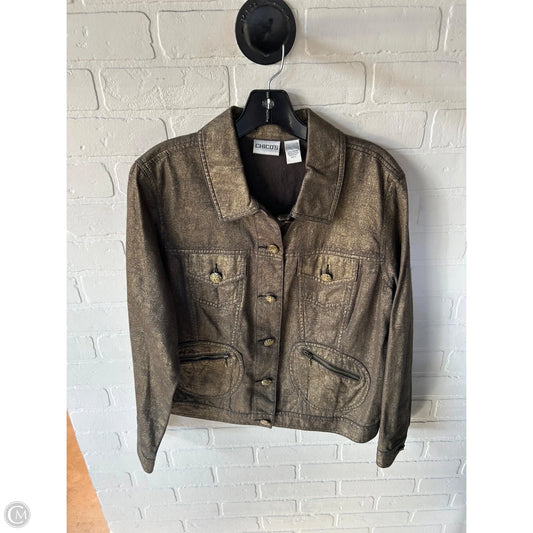 Jacket Other By Chicos In Gold & Grey, Size: L