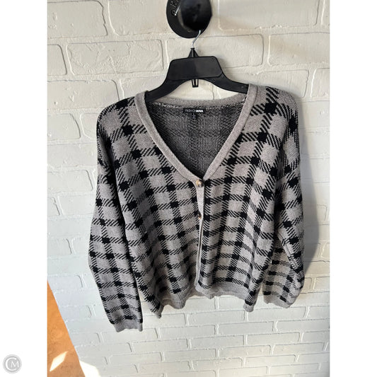 Sweater Cardigan By Fashion Nova In Black & Grey, Size: L