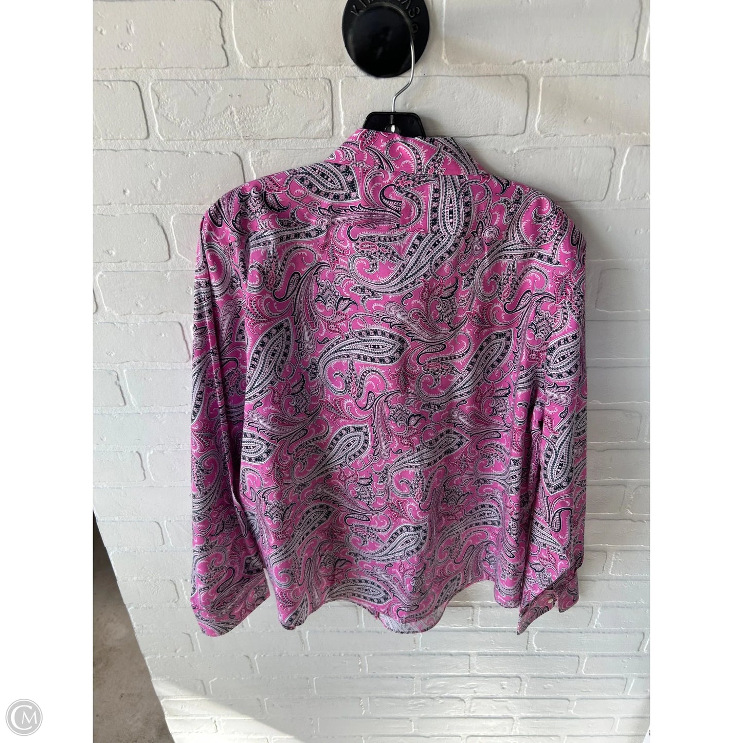 Top Long Sleeve By Lauren By Ralph Lauren In Black & Pink, Size: Xl
