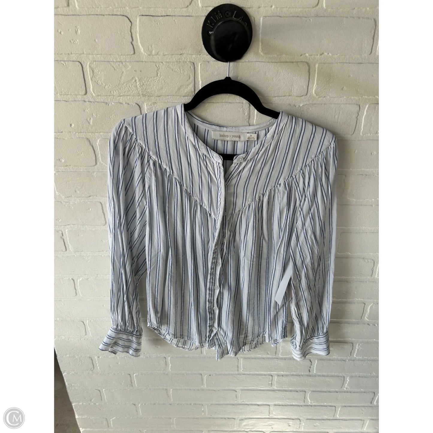 Top Long Sleeve By Bishop + Young In Blue & White, Size: M