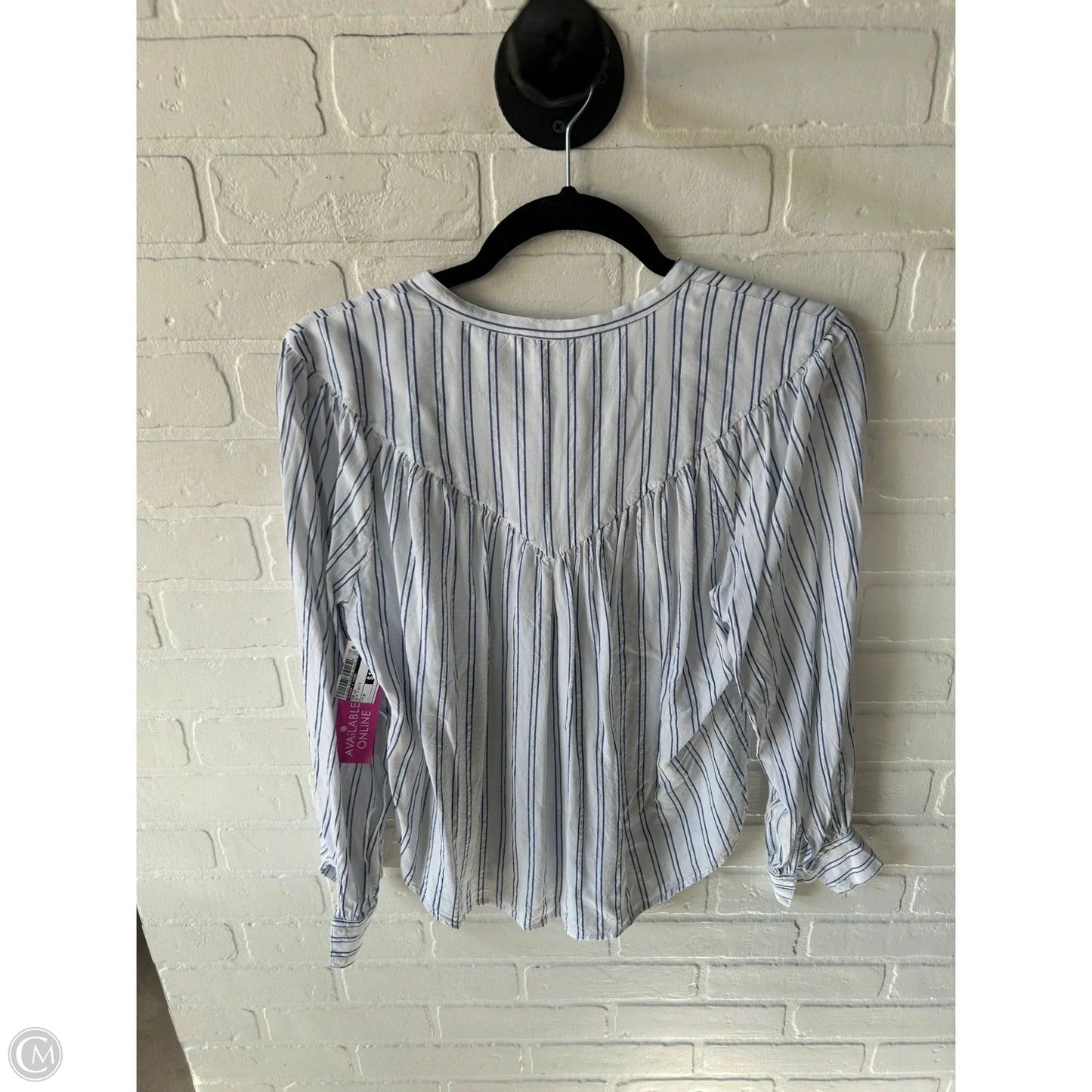 Top Long Sleeve By Bishop + Young In Blue & White, Size: M