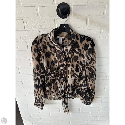 Top Long Sleeve By Chicos In Black & Brown, Size: L