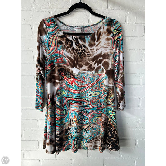 Top 3/4 Sleeve By Clothes Mentor In Blue & Brown, Size: S