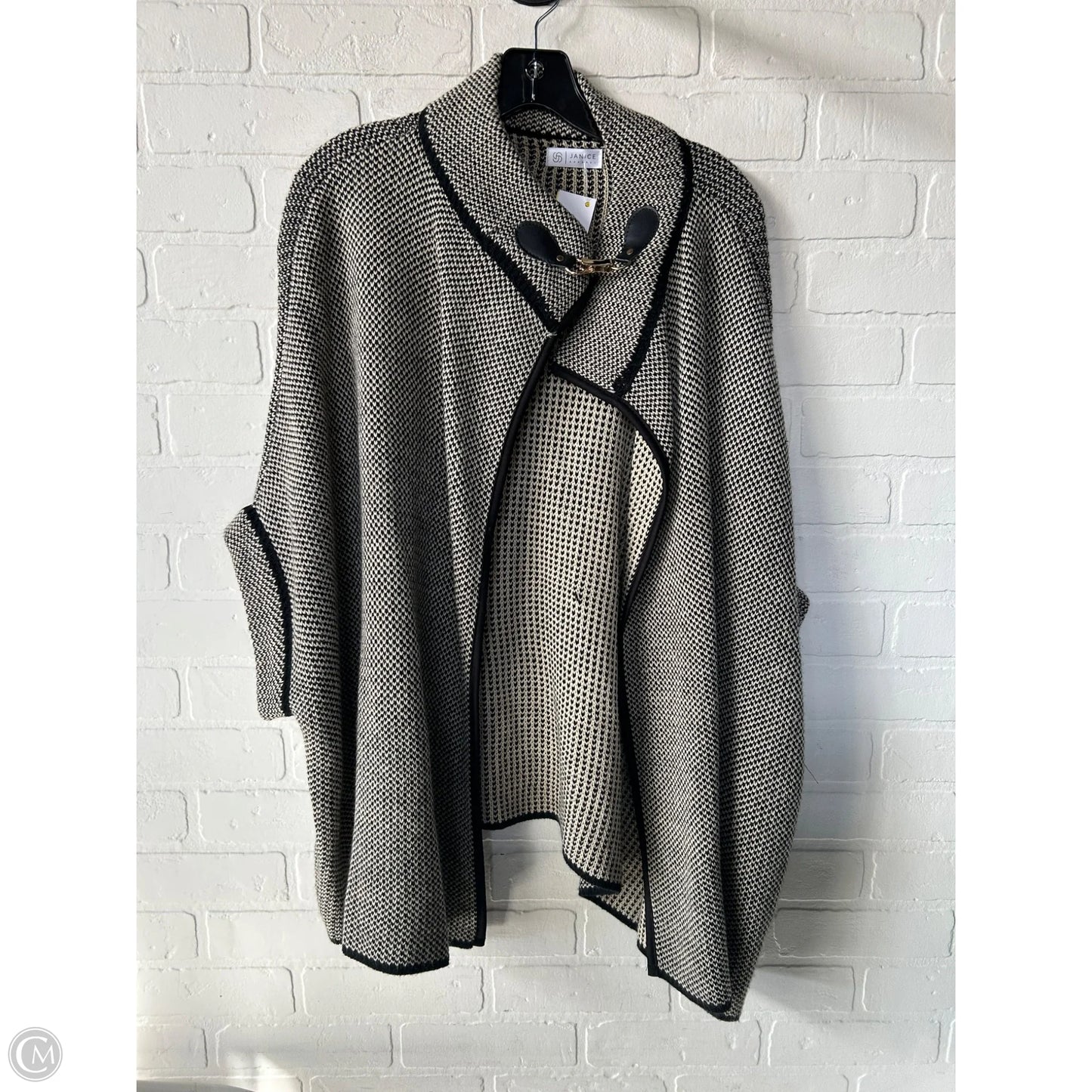 Poncho By Clothes Mentor In Black & Cream, Size: Osfm