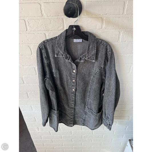 Top Long Sleeve By Joan Rivers In Black Denim, Size: L