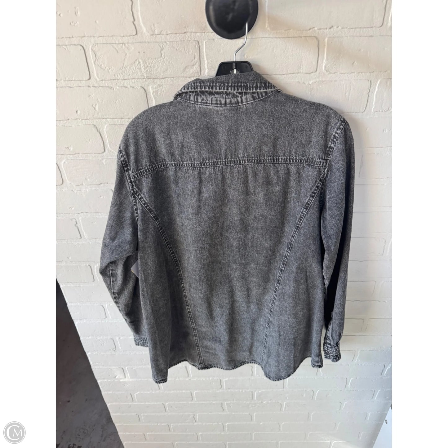 Top Long Sleeve By Joan Rivers In Black Denim, Size: L