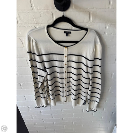 Sweater Cardigan By Talbots In Black & Cream, Size: Xlp