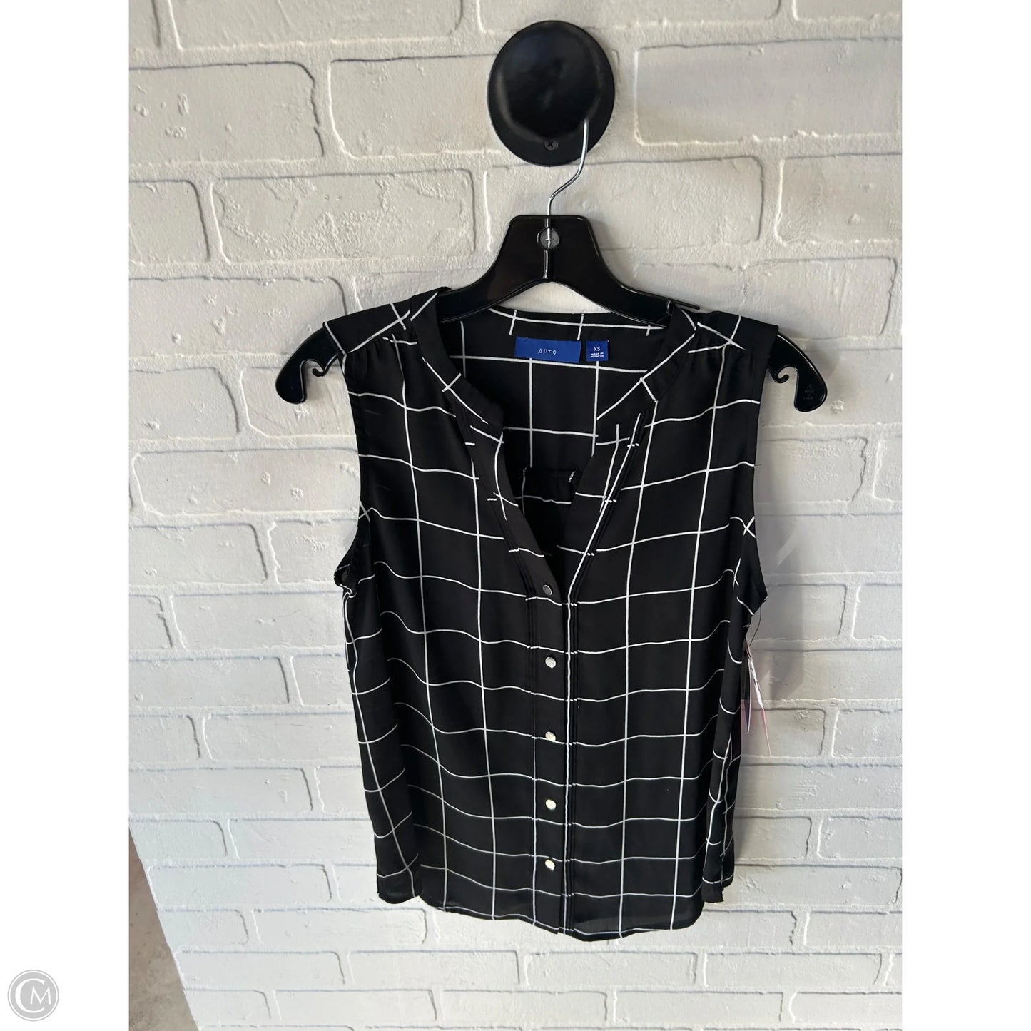 Top Sleeveless By Apt 9 In Black & White, Size: Xs