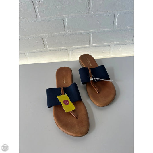 Sandals Flats By Clothes Mentor In Blue & Tan, Size: 10