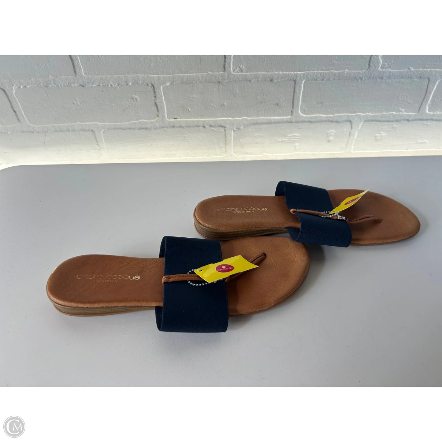 Sandals Flats By Clothes Mentor In Blue & Tan, Size: 10