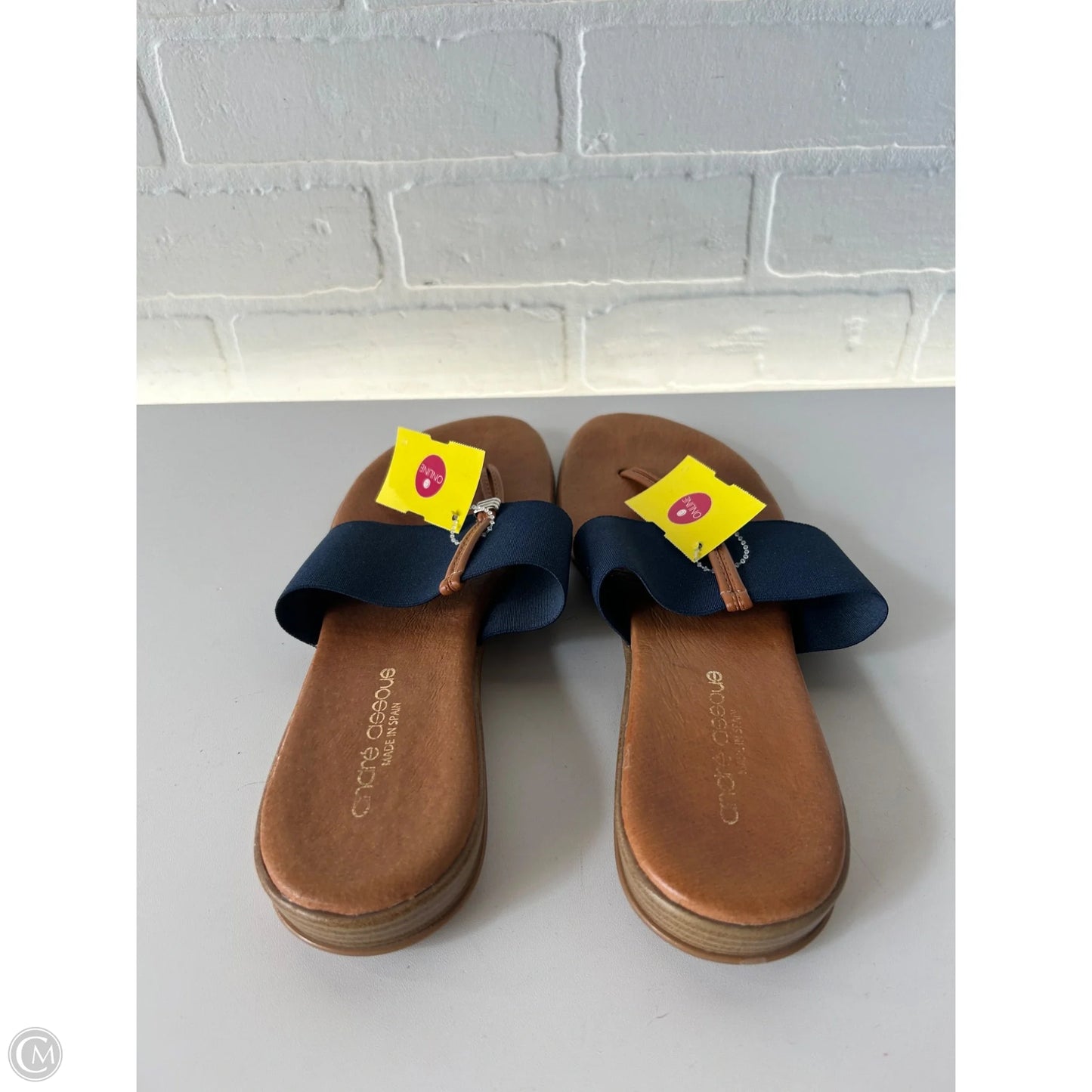 Sandals Flats By Clothes Mentor In Blue & Tan, Size: 10