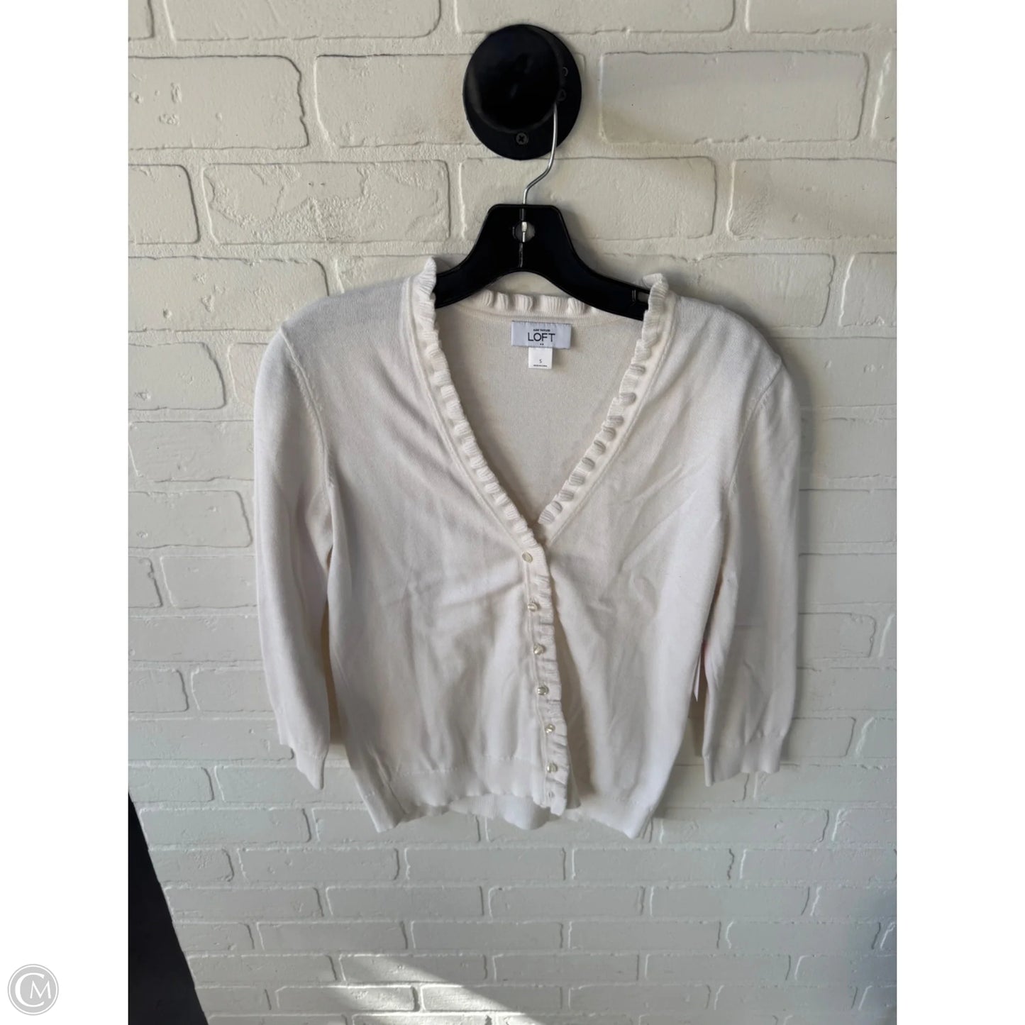 Sweater Cardigan By Loft In Cream, Size: S