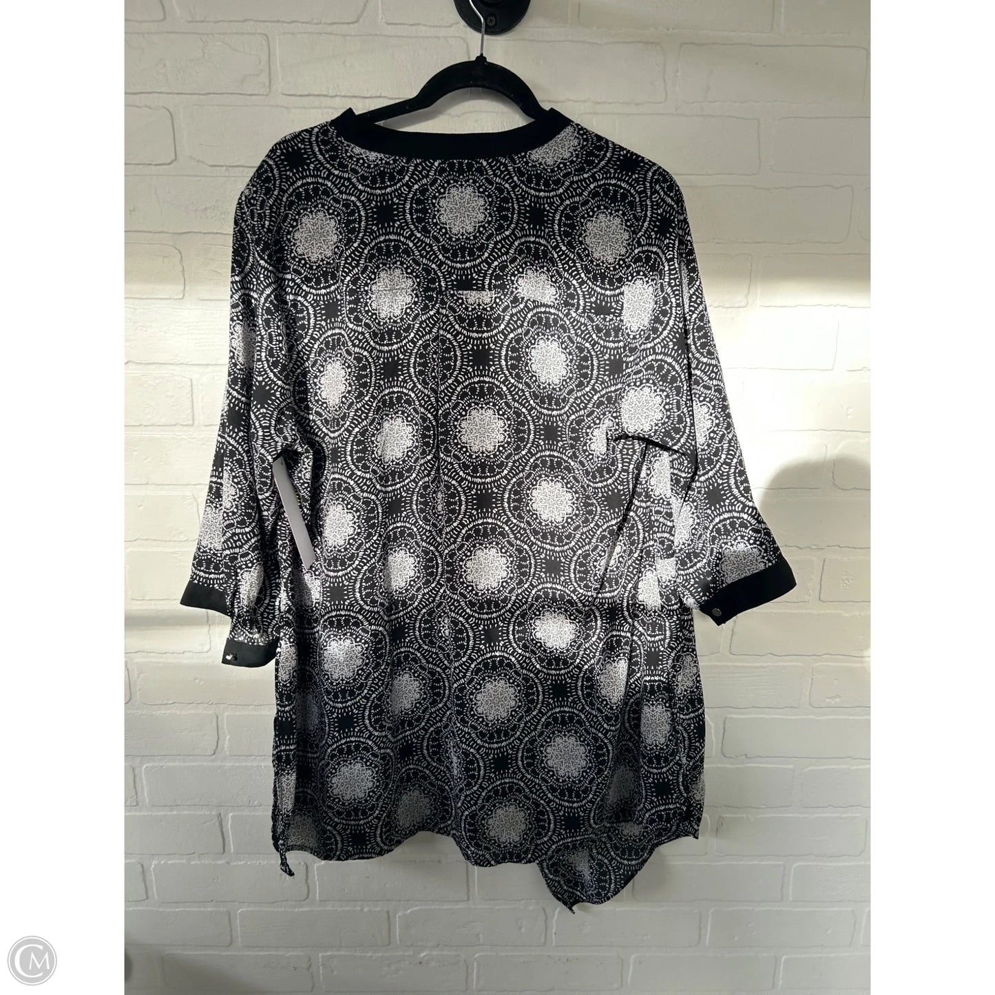 Top 3/4 Sleeve By Ny Collection In Black & Grey, Size: 1x