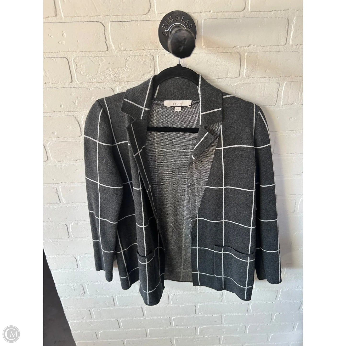 Sweater Cardigan By Loft In Grey & White, Size: Xs