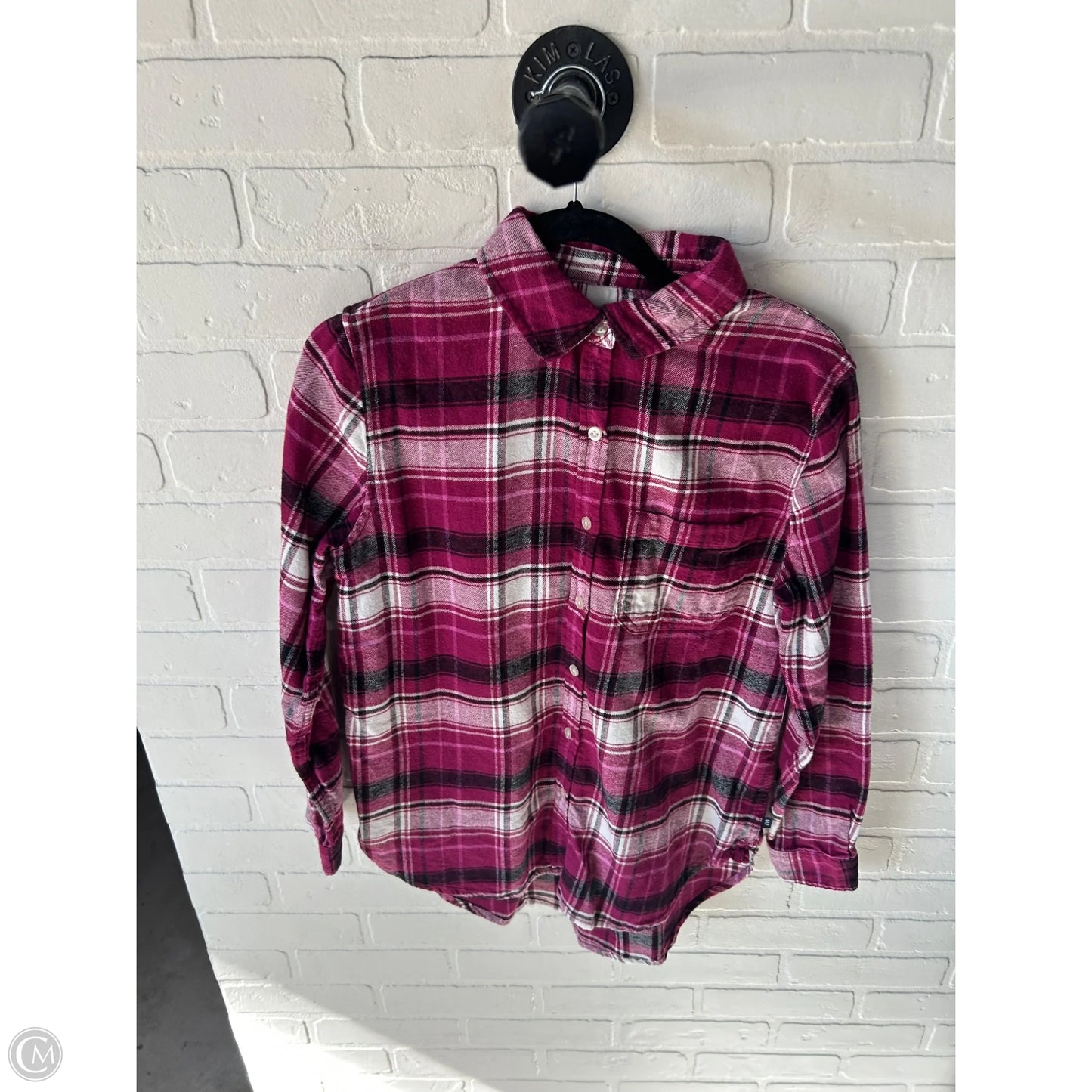 Top Long Sleeve By Gap In Pink & White, Size: S